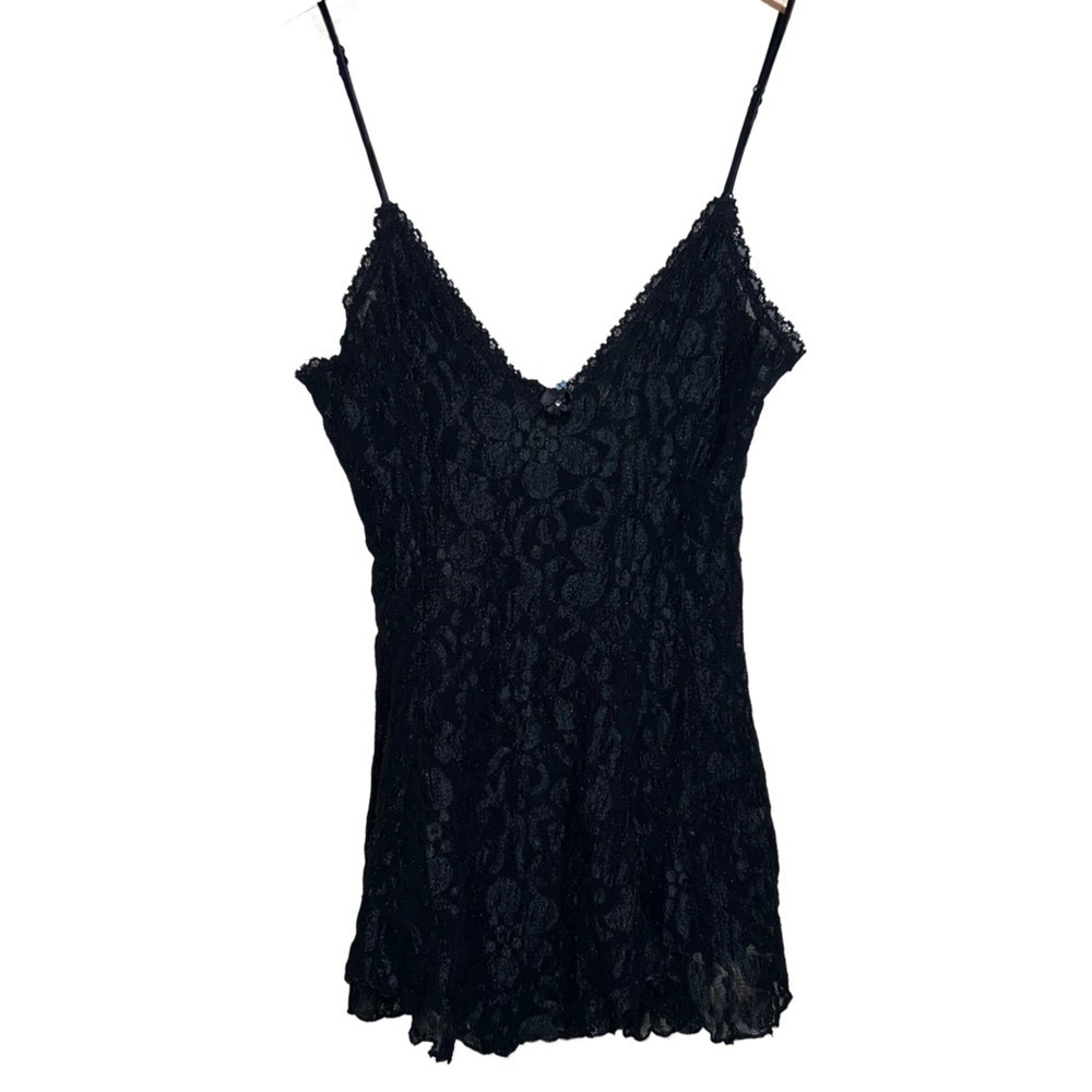 Ambiance Vintage Semi Sheer Black Lace Teddy Size Medium